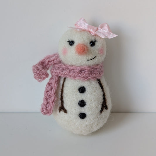 snowgirl with pink scarf